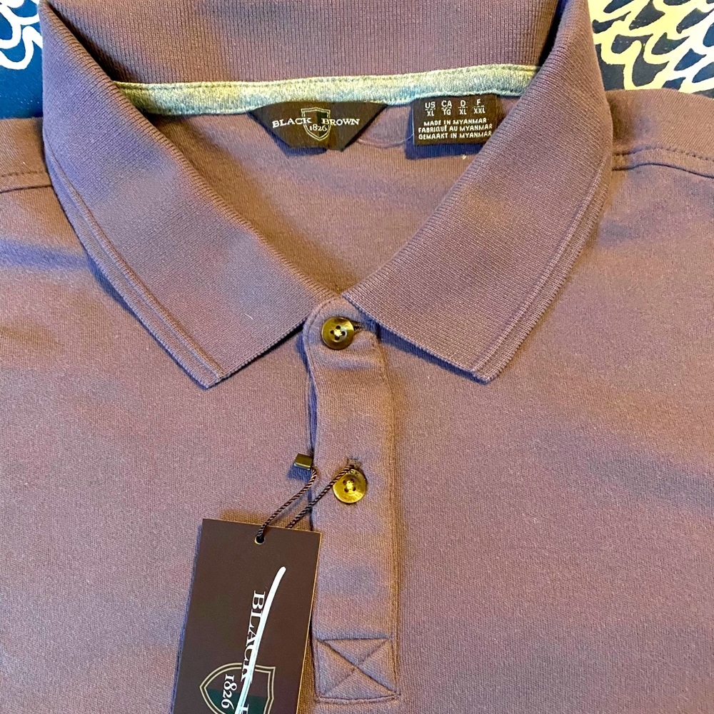 NWT, Black Brown 1826 Men’s Long Sleeve Polo Shirt